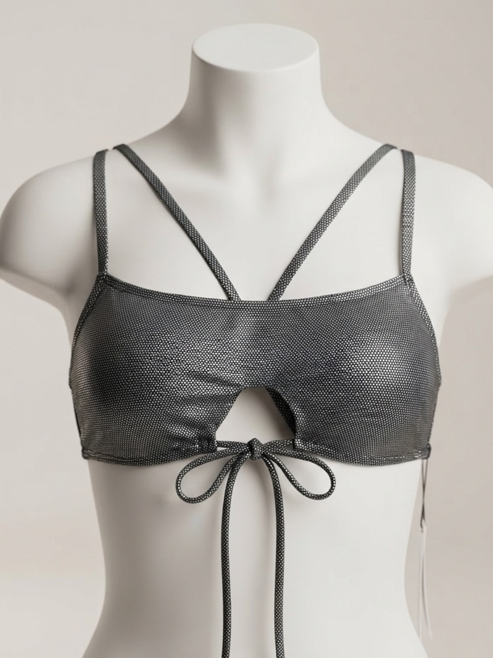 Women’s Metallic Charcoal Strappy Bralette